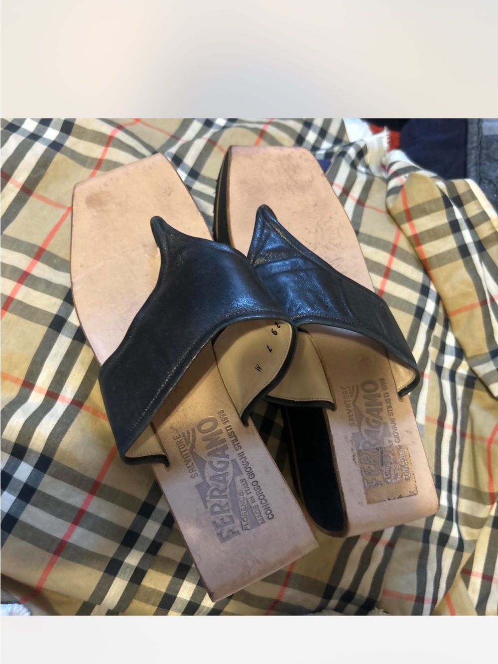 Salvatore Ferragamo Black Leather Square-Toe Mules
